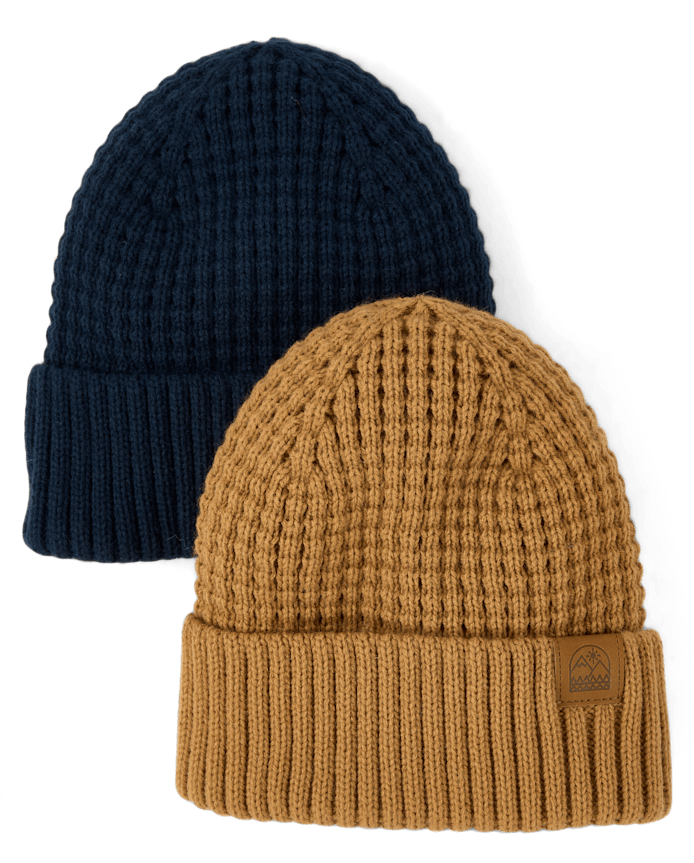 Boys Waffle Beanie 2-Pack