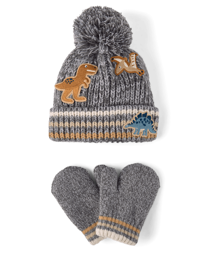 Ensemble 2 pièces pour tout-petits garçons avec dinosaure brodé temps froid