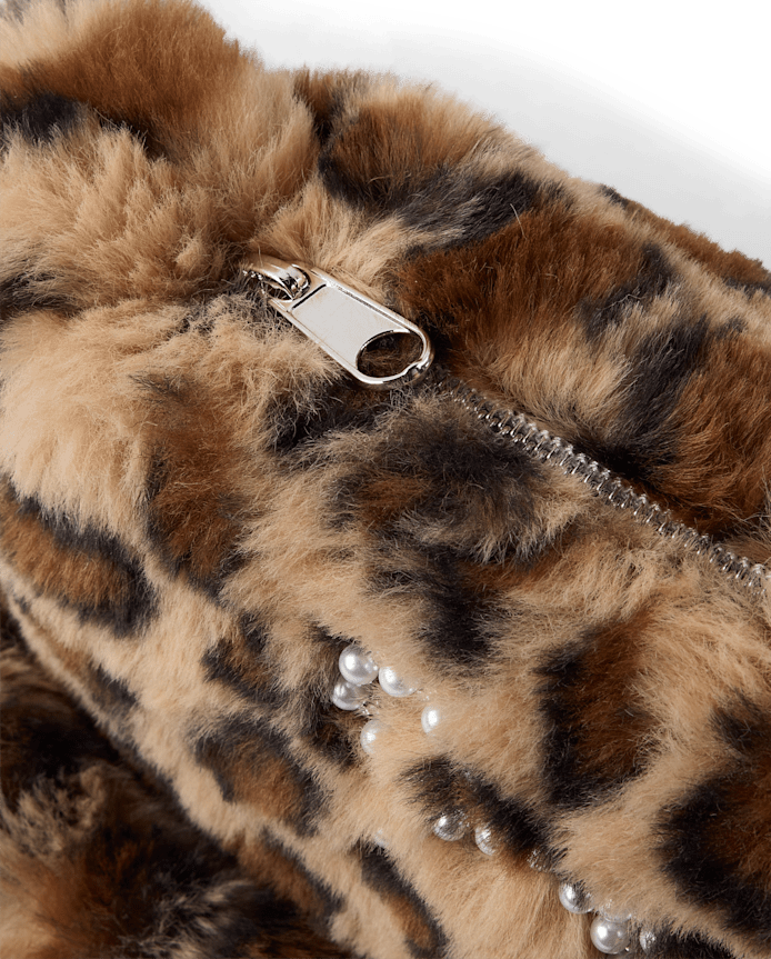 Girls Leopard Rhinestone Bow Shoulder Bag