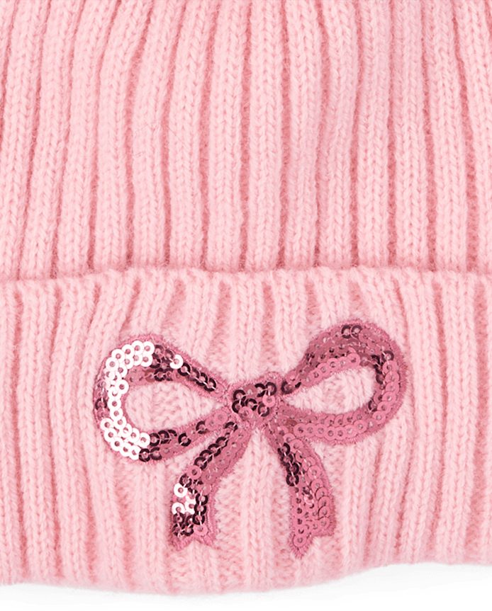 Girls Bow Pom Beanie 2-Pack