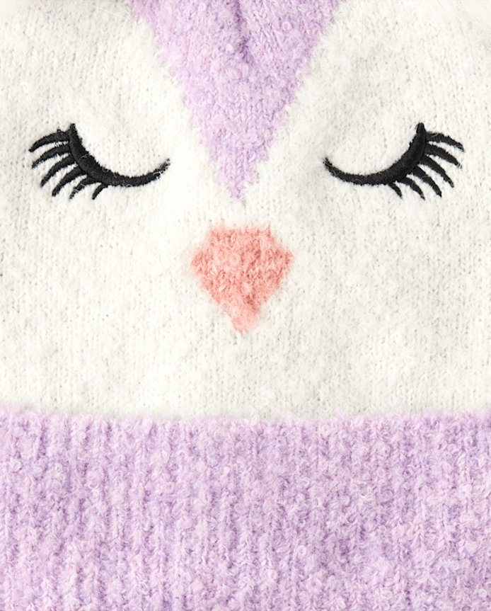 Girls Embroidered Owl 2-Piece Cold Weather Set