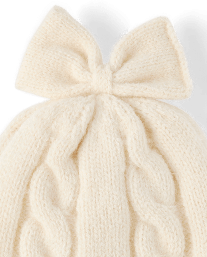 Baby Girls Bow Cable Knit 2-Piece Cold Weather Set