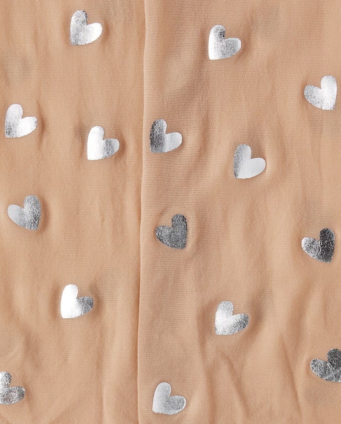 Girls Foil Heart Microfiber Tights