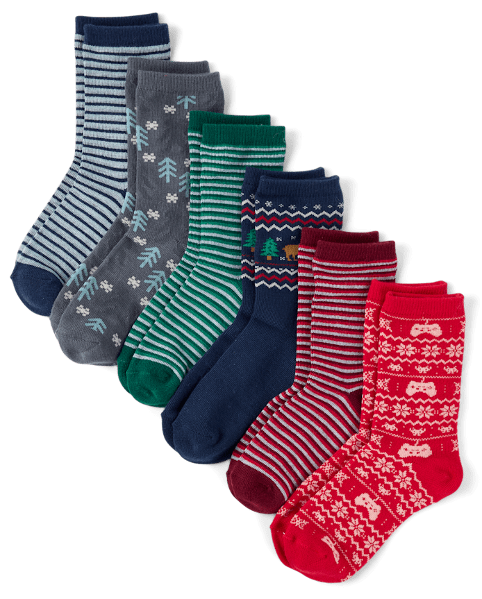 Lot de 6 paires chaussettes Gamer pour garçons, motif vacances