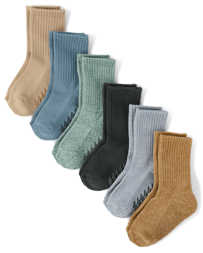 Lot de 6 paires chaussettes montantes chinées et rembourrées pour garçon