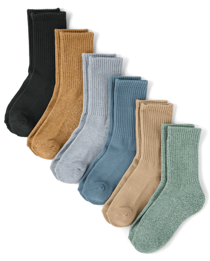 Lot de 6 paires chaussettes montantes chinées et rembourrées pour garçon