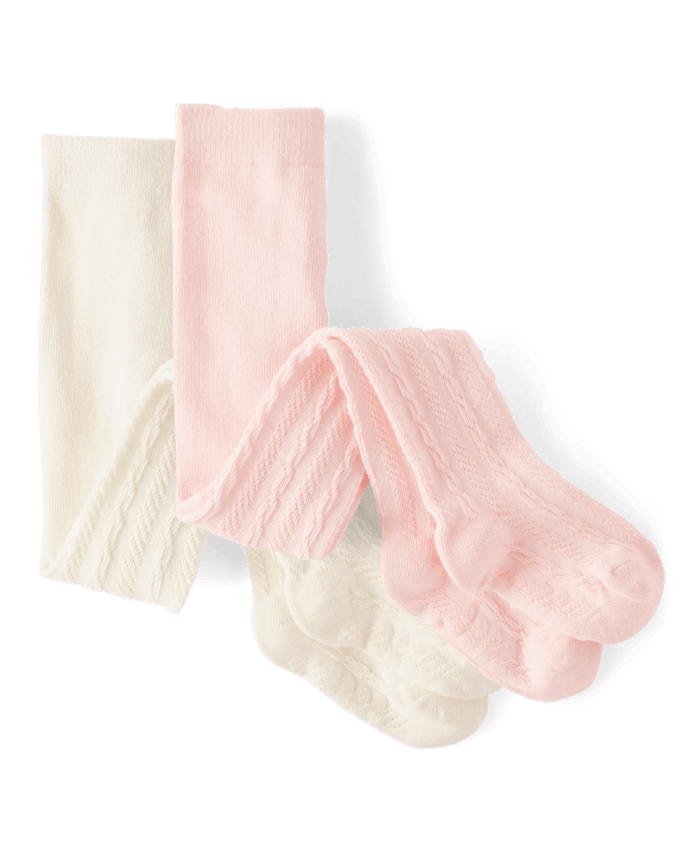 Toddler Girls Cable Knit Tights 2-Pack