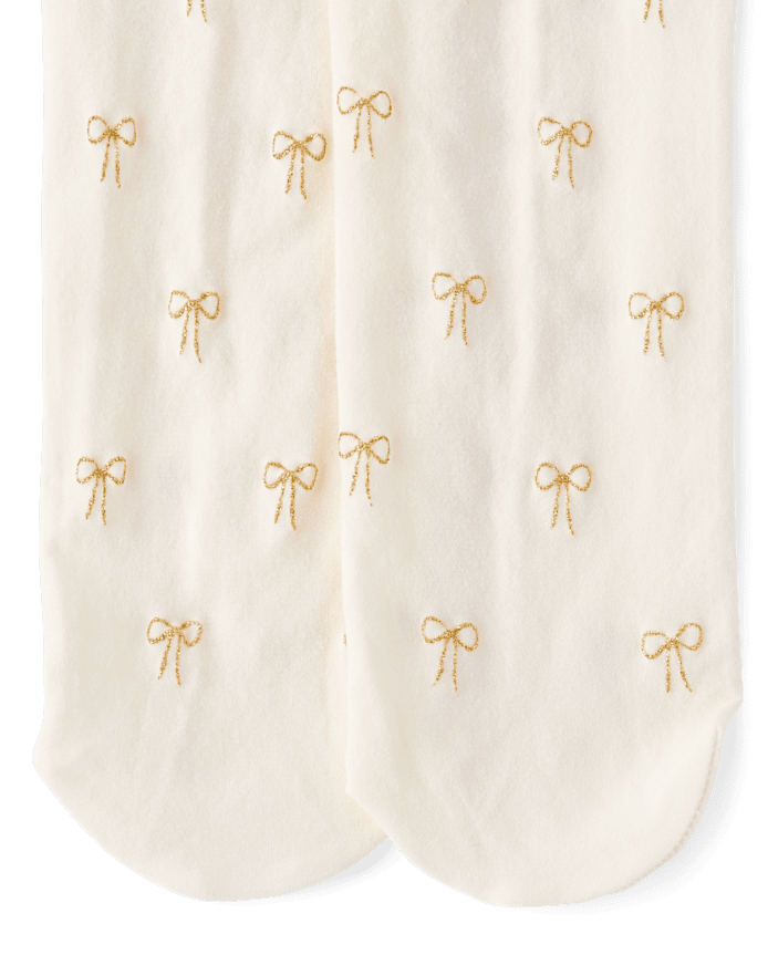 Lot de 2 collants en microfibre à nœud scintillant pour petite fille