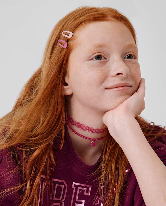 Lot de 7 colliers ras du cou en forme de cœur pour filles