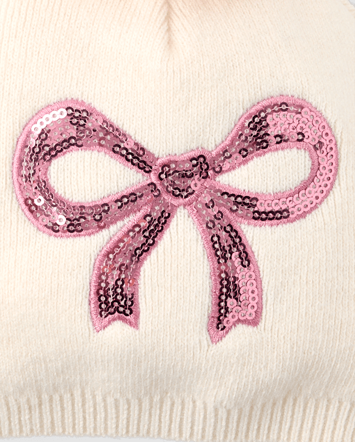 Toddler Girls Bow Pom Beanie 2-Pack