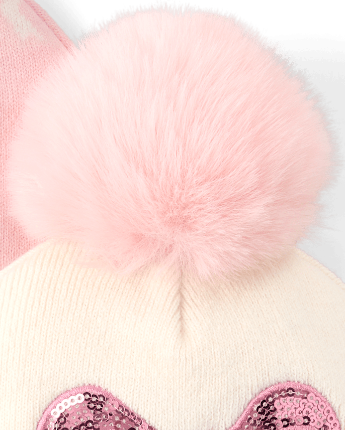 Toddler Girls Bow Pom Beanie 2-Pack