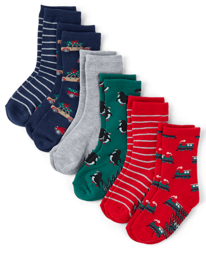 Toddler Boys Holiday Vehicle Crew Socks 6-Pack