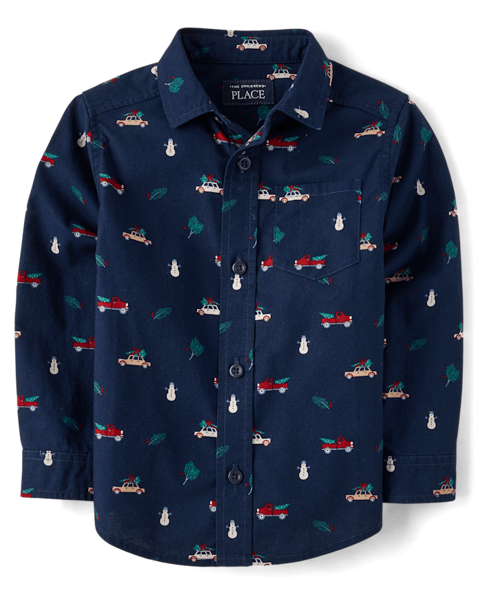 Baby And Toddler Boys Holiday Poplin Button Up Shirt