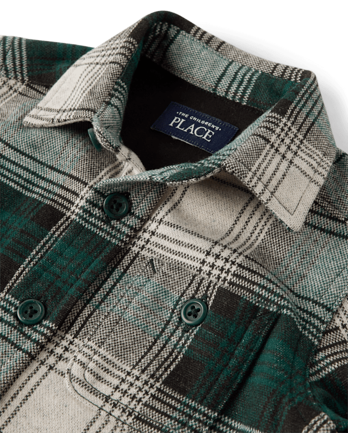 Baby And Toddler Boys Plaid Luxe Cozy Knit Button Up Shirt