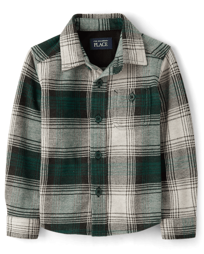 Baby And Toddler Boys Plaid Luxe Cozy Knit Button Up Shirt