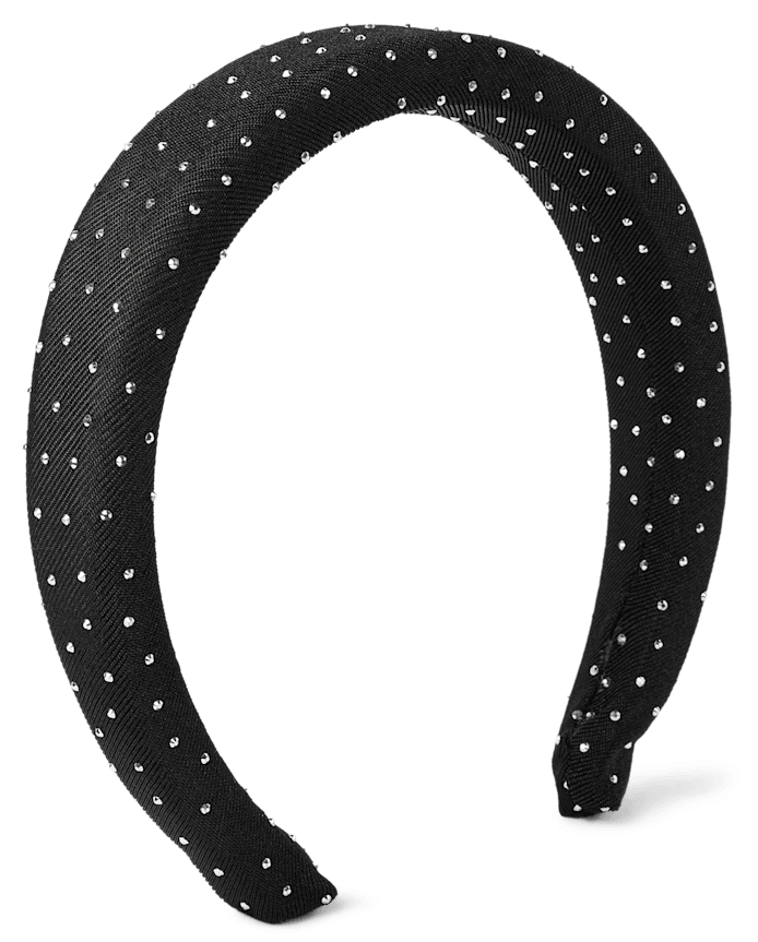 Girls Puffy Satin Rhinestone Headband