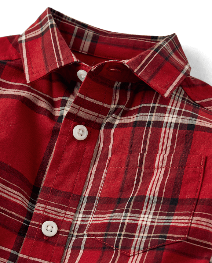 Baby And Toddler Boys Plaid Poplin Button Up Shirt