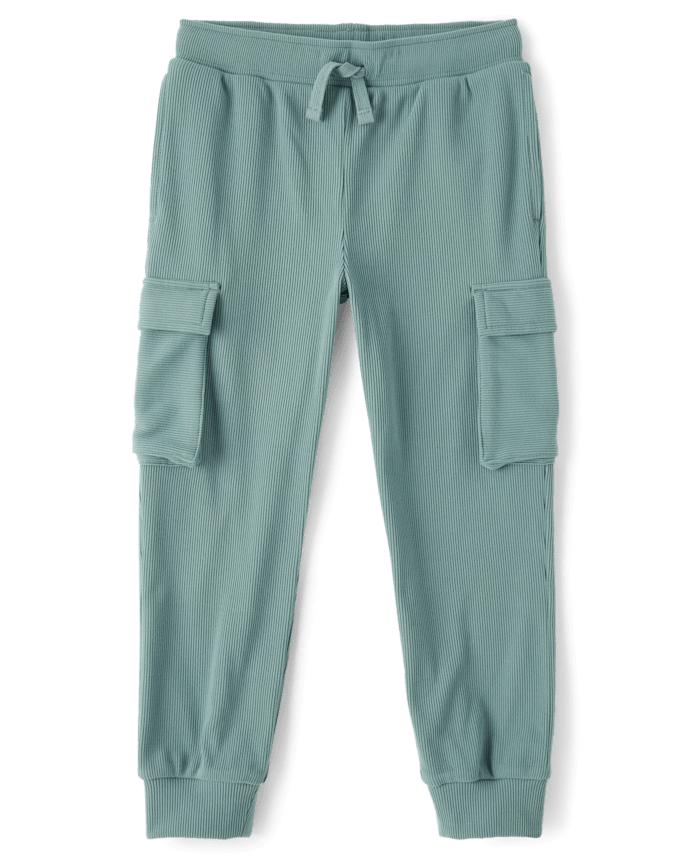Kids Sueded Rib Cargo Jogger Pants
