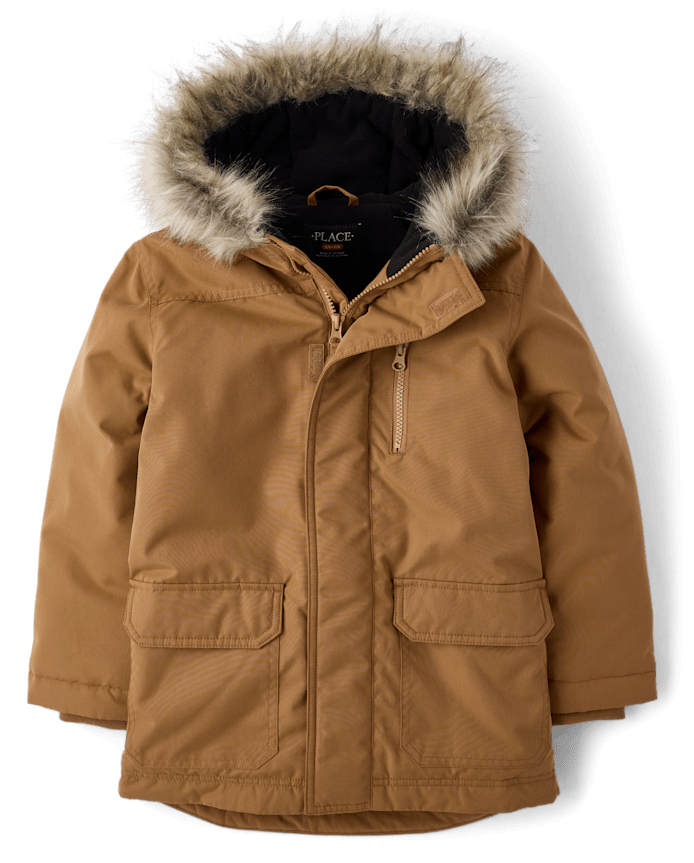 Parka utilitaire mi-lourde doublée en microfibre polaire pour enfants