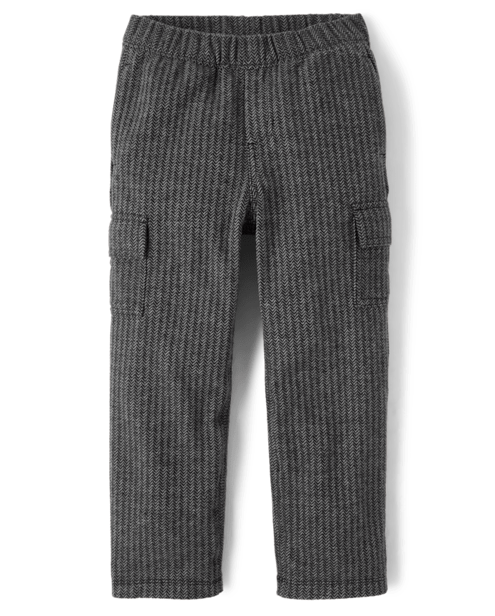 Boys Herringbone Luxe Cozy Knit Baggy Cargo Pants