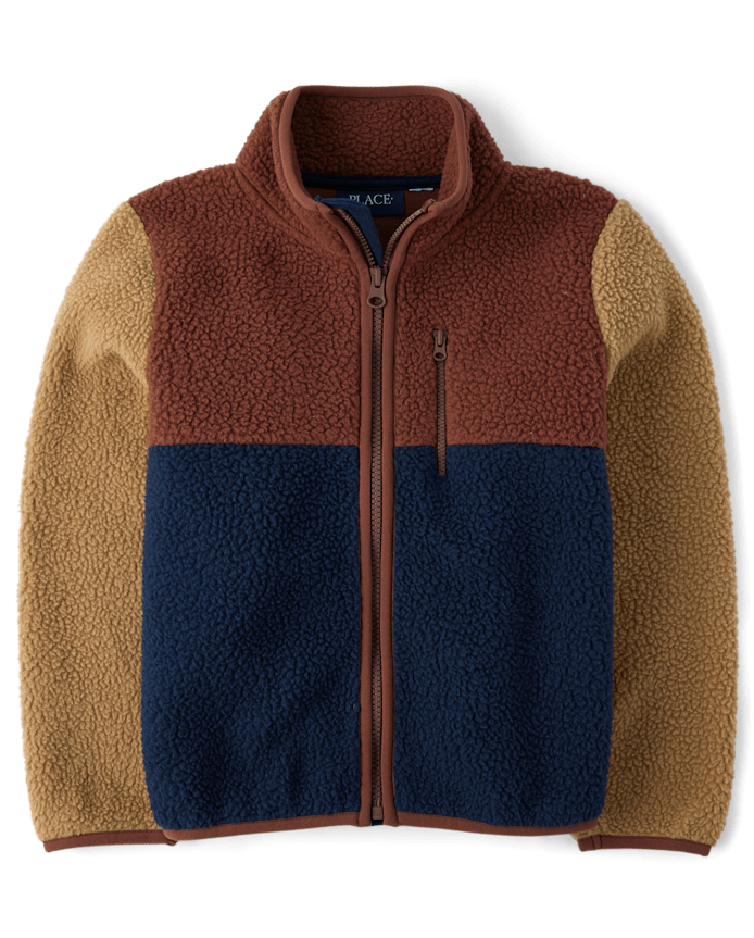 Veste zippée Sherpa colorblock pour enfant