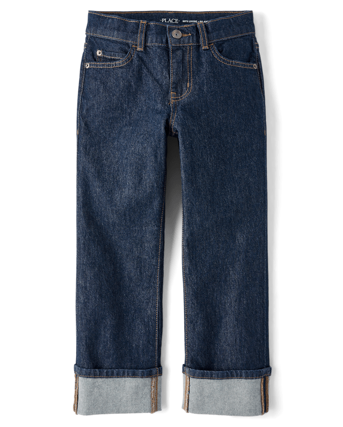 Jean ample à revers retroussés pour garçon, style années 90