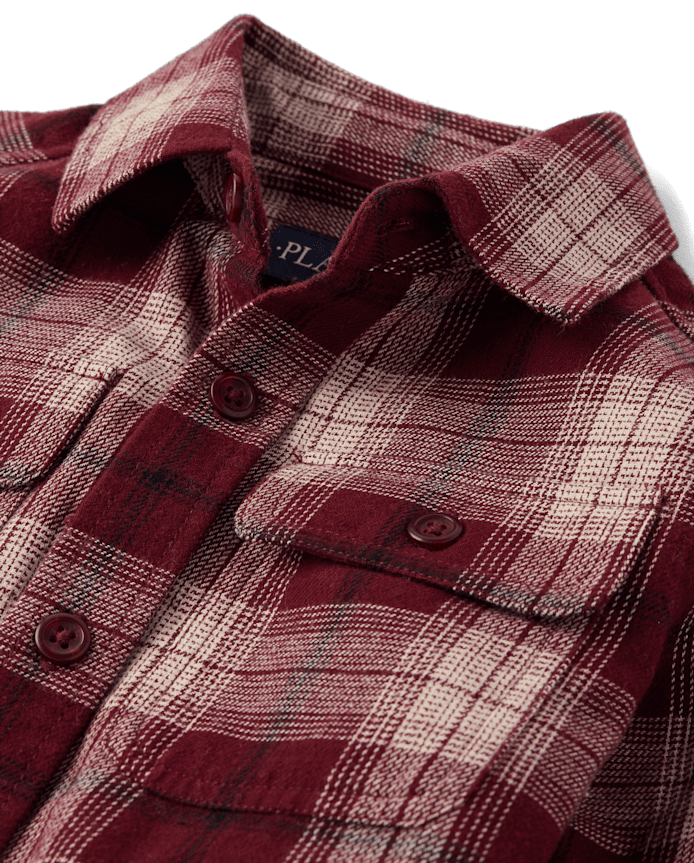 Chemise boutonnée en flanelle à carreaux pour enfants