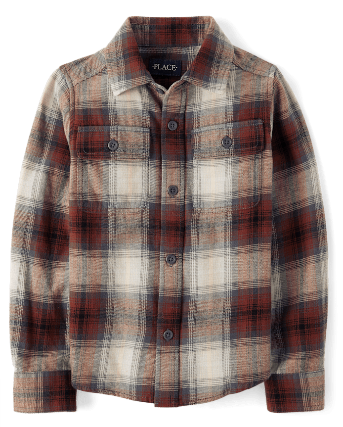 Kids Plaid Flannel Button Up Shirt