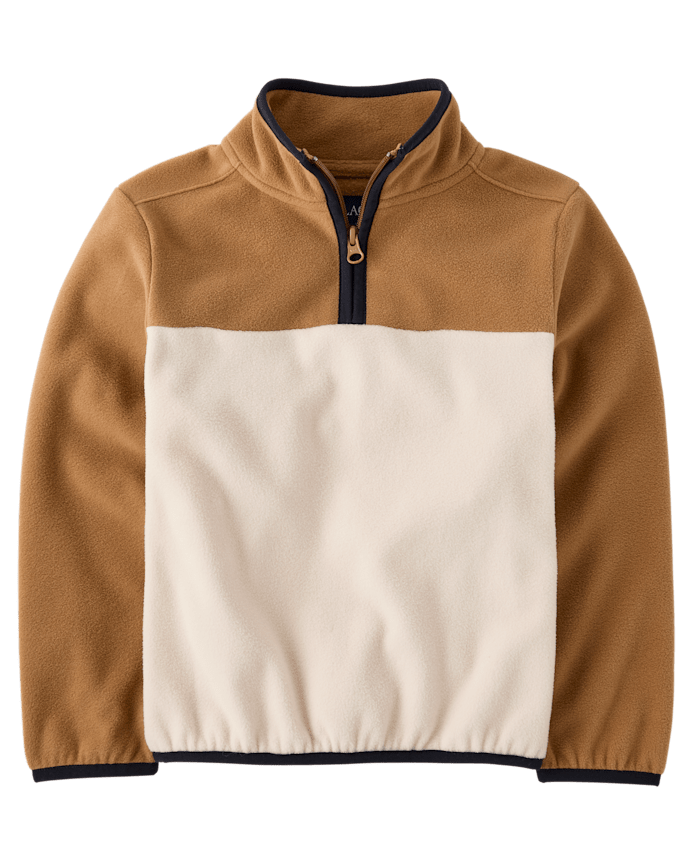 Pull demi-zippé en micropolaire colorblock pour garçon