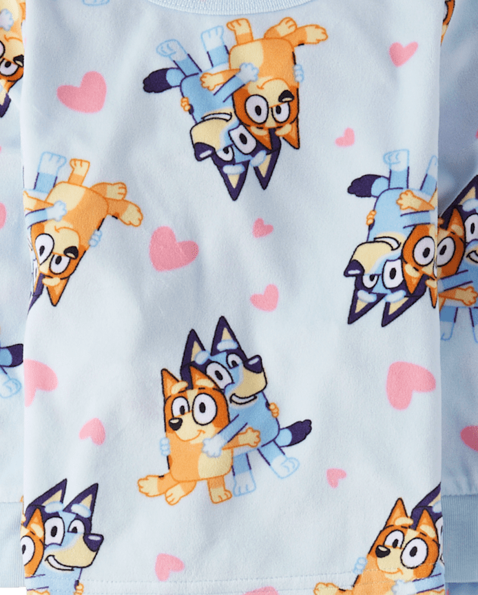 Baby And Toddler Girls Bluey™ Hearts Fleece Pajamas