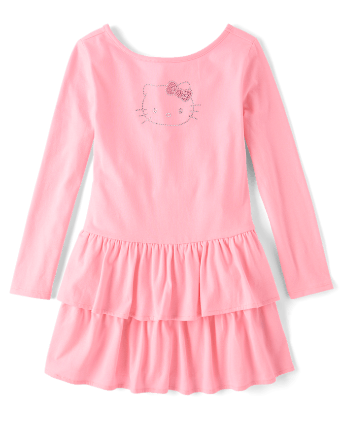 Girls Hello Kitty® Rhinestone Tiered Drop Waist Dress