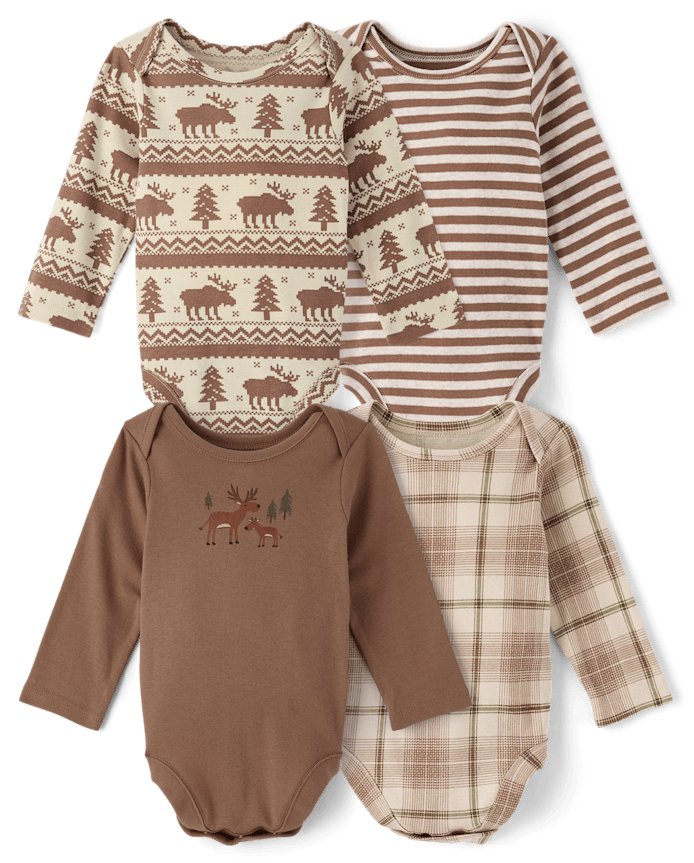 Baby Boys Moose Bodysuit 4-Pack