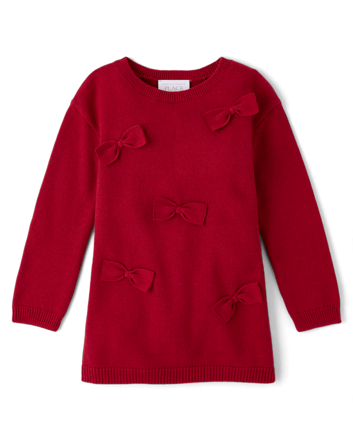 Toddler Girls Bow Sweater Dress