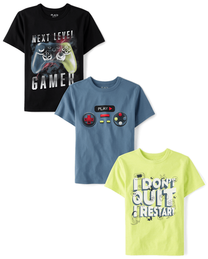 Lot de 3 t-shirts graphiques jeu pour garçons
