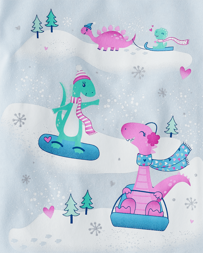 T-shirt graphique Snow Dinos pour bébés et petites filles