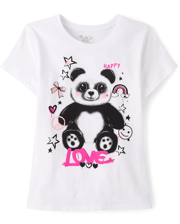 Girls Panda Love Graphic Tee