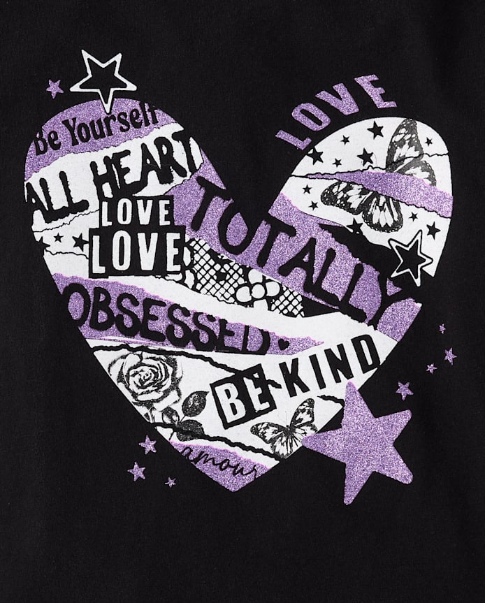 Girls Graffiti Heart Graphic Tee