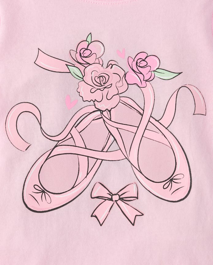 T-shirt graphique à motif de ballerines pour bébés et tout-petits