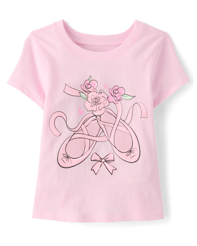 T-shirt graphique à motif de ballerines pour bébés et tout-petits