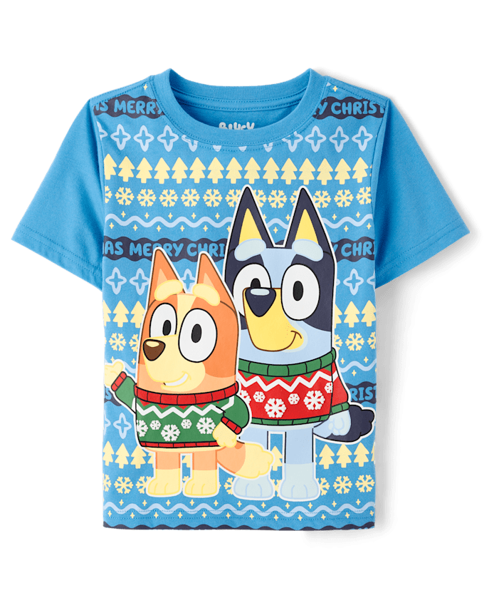 Baby And Toddler Boys Bluey™ Bingo Fairisle Christmas Graphic Tee
