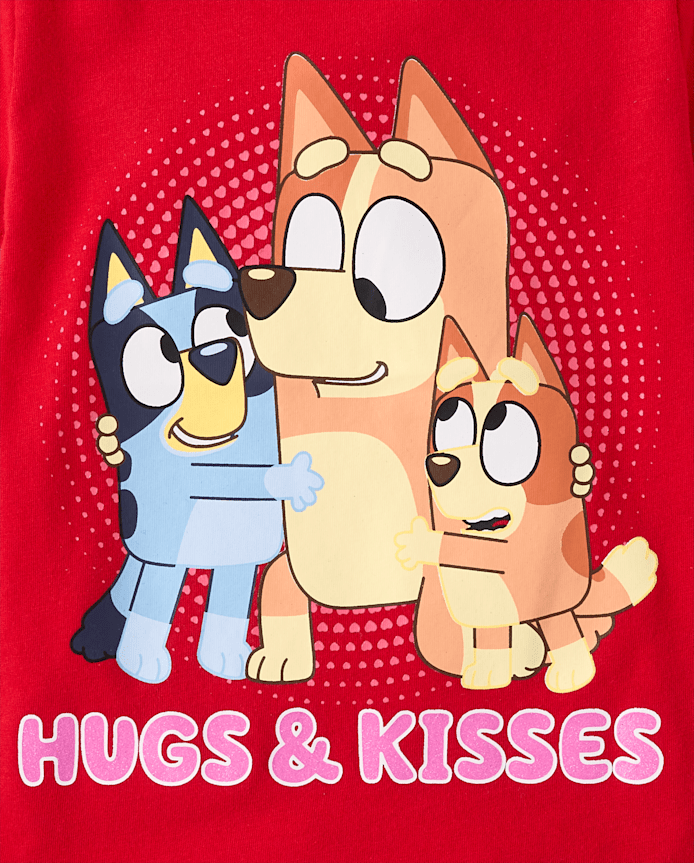 Baby And Toddler Girls Bluey™ Hugs Kisses Valentine's Day Graphic Tee