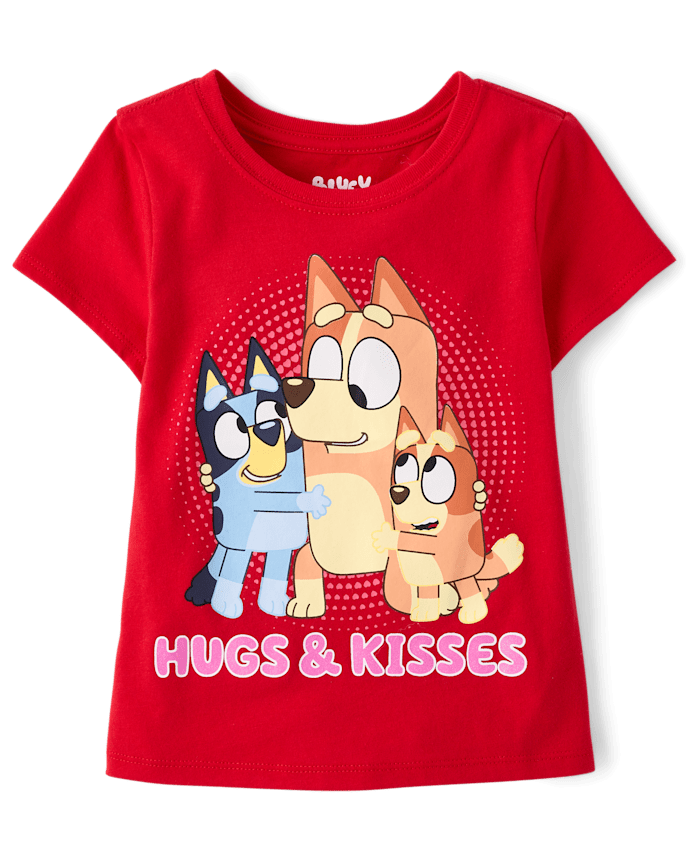 Baby And Toddler Girls Bluey™ Hugs Kisses Valentine's Day Graphic Tee