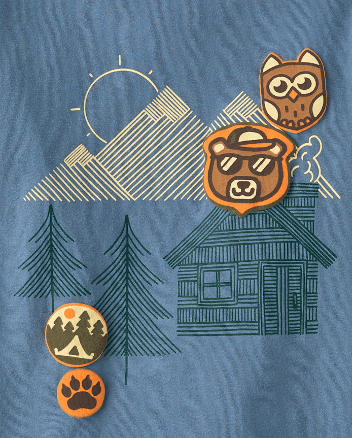 Baby And Toddler Boys Camping Patches Graphic Tee