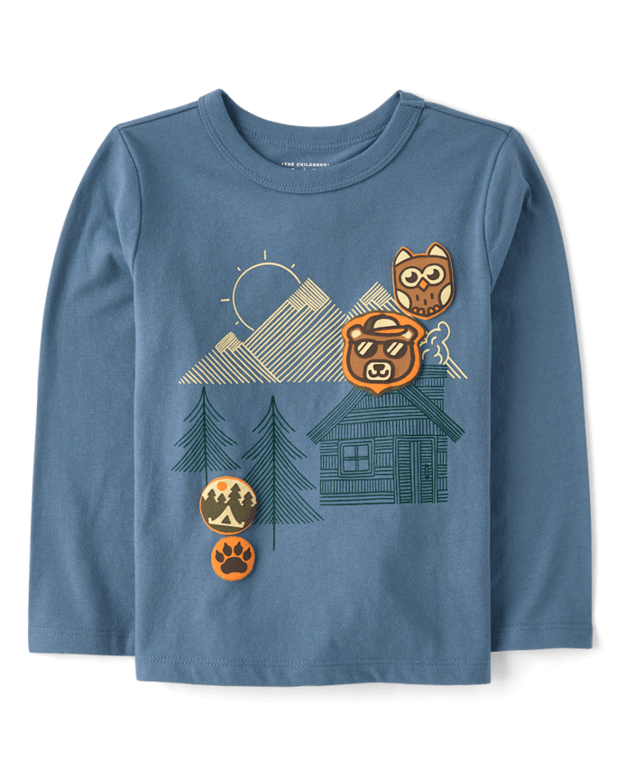 Baby And Toddler Boys Camping Patches Graphic Tee