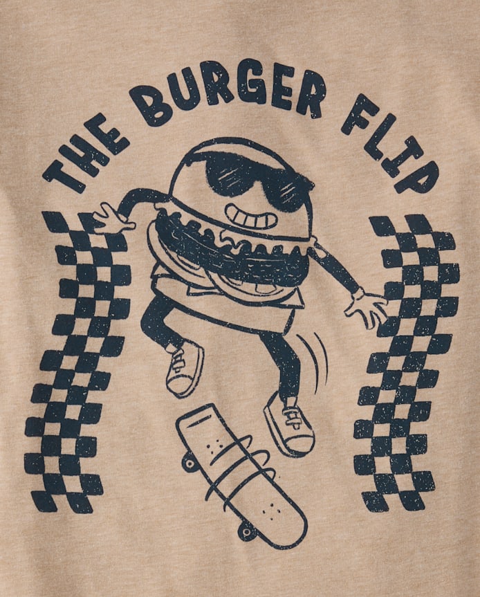 Boys Skater Burger Flip Graphic Tee