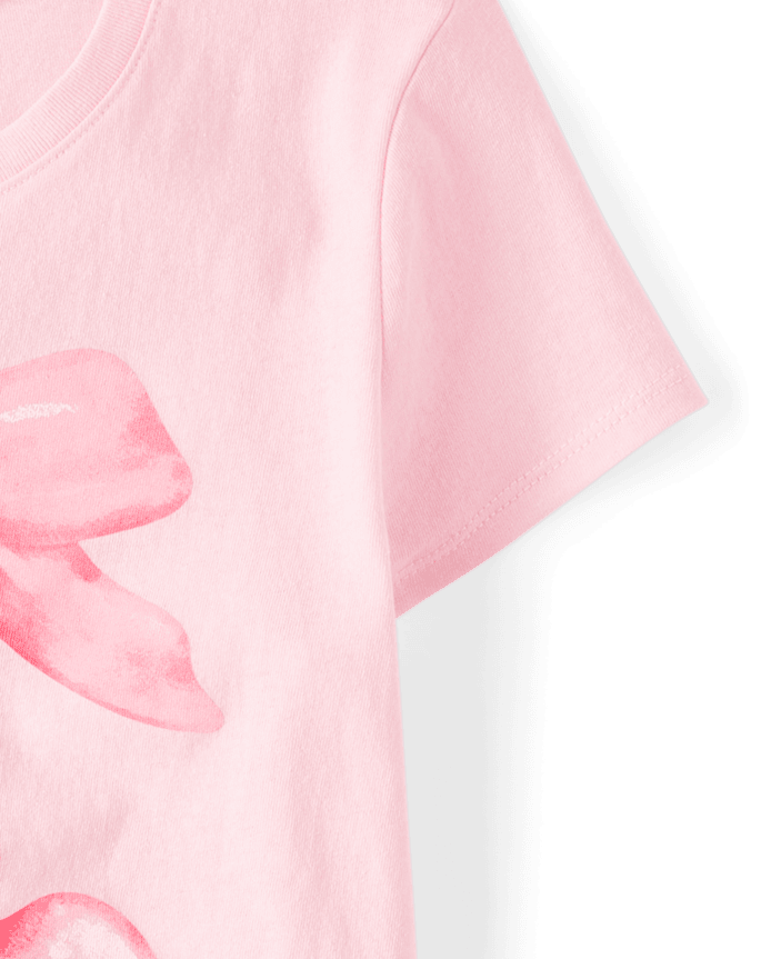 Girls Valentine's Day Bow Cherries Graphic Tee