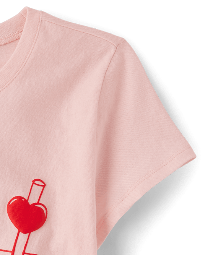 Girls Valentine's Day Boba Love Graphic Tee