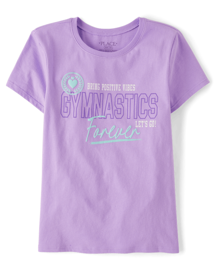 Girls Gymnastics Forever Puff Print Graphic Tee