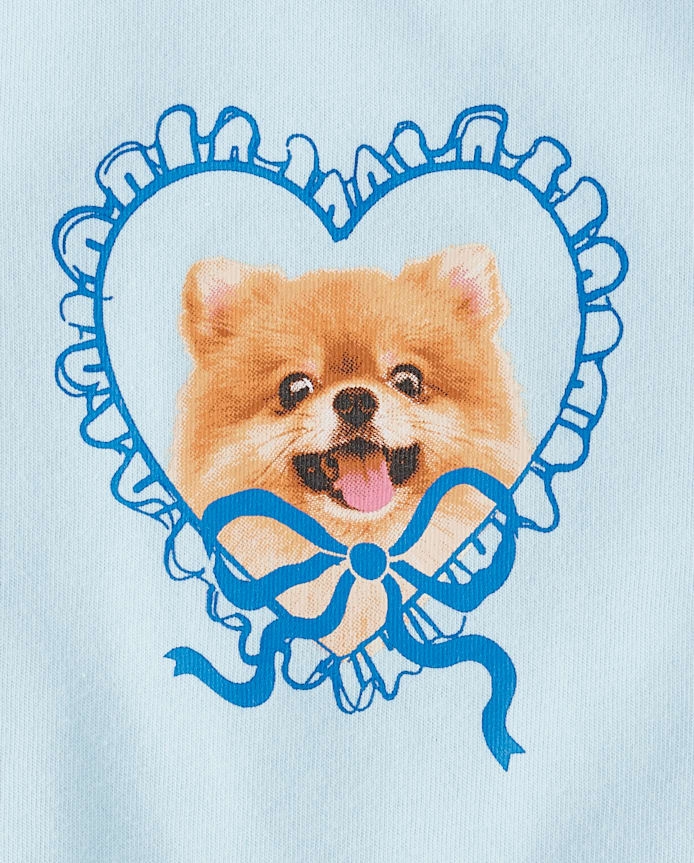 Girls Dog Bow Graphic Baby Tee