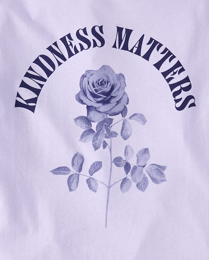 Girls Kindness Club Puff Print Front And Back Oversized Graphic Tee